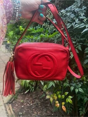 Gucci Red Soho Disco Leather Small Crossbody with Tassel